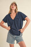 8286DK Zoie V-Neck Short Sleeve Top 5: Navy / Contemporary / S