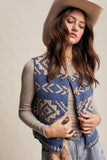 Southwestern Button-Up Vest LSW0977: Amber Brown / M