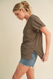 8286DK Zoie V-Neck Short Sleeve Top 5: Heather Charcoal / Contemporary / S