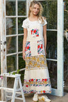 Vintage washed front pocket floral contrast dress: DENIM / L