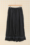 Fancy eyelet embroidery trousers 9204 100% linen: Moutarde