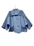 98221 Cropped linen jacket with textured details and an oversized fit: MUSTARD