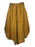 33603 LINEN CULOTTE TROUSERS WITH ADJUSTABLE WAIST: NAVY