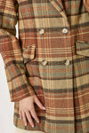 60383 Double Breast Plaid Jacket: Maple Mix / L