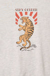 Stay Golden Tiger Graphic Tee: Heather Cloud / M