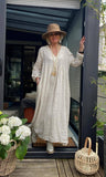 3382C PREMIUM LINEN LONG DRESS: ROUILLE