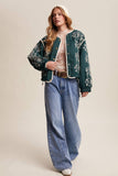 Embroidered Quilted Western Jacket LJ0260: Deep Green / S