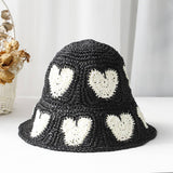 Granny Square Sun Hat Floral Straw Bucket Hat: CYellow / M