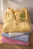 NT12540-Mineral Washed Gauze Blouse Top: YELLOW / S-M-L/2-2-2