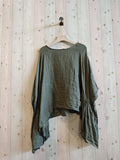 REF 11138 PONCHO-STYLE BLOUSE 100% LINEN: KHAKI