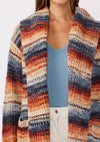 Knit Space Dye Long Sleeve Open Front Cardigan: Navy/Taupe / One Size