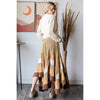 WASHED TIERED SMOCKED WAIST FLARE HEM SKIRT: SAGE / S-M-L-XL(2-2-2-2)