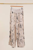 Floral print trousers in 100% Linen REF. 30526: Duck Green