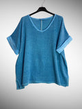 Linen cotton blend t-shirt 10% LINEN 90% COTTON 6763: Vert canard