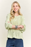 CESW4190- RIBBED TEXTURED KNIT SWEATER: KHAKI / S-M-L(2-2-2)