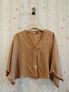 REF 11870 SHORT ELBOW SLEEVE BLOUSE 100% LINEN: BEIGE