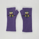 Fingerless Cashmere Gloves-Owl: Olive / One Size Fits Most
