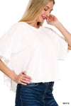 .SI-26333 Cotton Round Neck Short Sleeve Top: WHITE-168447 / M