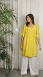 REF 25906 WIDE LINEN DRESS 100%: Yellow