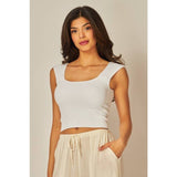 Solid Seamless Deep Scoop Back Tank Top: SEAGRASS GREEN / SM