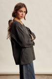 Contrast Collar Utility Barn Jacket LJ0271: Mauve / Contemporary / L