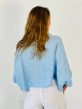 REF 11870 SHORT ELBOW SLEEVE BLOUSE 100% LINEN: BEIGE