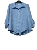 60832 OVERSIZED-CUT LINEN SHIRT: MARINE