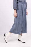 Mid-Length Linen Pants 20570: Black