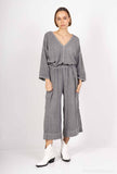 Mid-Length Linen Pants 20570: Black