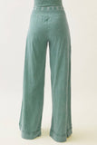 Mineral Washed Boho waist band wideleg cropped pants HP5900 : Ashed Black / S-M-L / 2-2-2