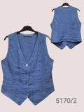 Sleeveless shirt in 100% Linen REF. 5146: Duck Green / S/M-L/XL