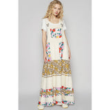 Vintage washed front pocket floral contrast dress: DENIM / L