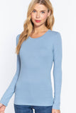 Long Sleeve Crew Neck Cotton Spandex Jersey Top: HCH-charcoal grey / L