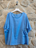 REF 83773  100% LINEN   SIDE TIE BLOUSE: Beis