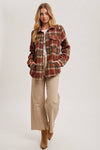 BUTTON DOWN PLAID SHACKET: GREY COMBO / L