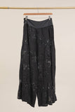 Floral print trousers in 100% Linen REF. 30526: Duck Green