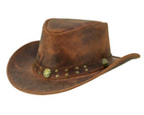 Arizona Leather Hats for Men & Women Cowboy western style: Redish / M