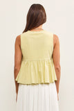 TIE FRONT SLEEVELESS PEPLUM TOP: White / M
