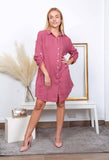 Short Dresses in 100% Linen REF. 197: Senape / Unique