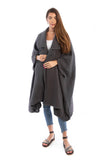 Comfy Oversized Waffle Knit Collared Jacket: Dark Grey
