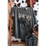 STAY WILD WESTERN GRAPHIC OVERSIZED TEE: ESPRESSO / OS