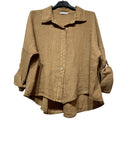 60832 OVERSIZED-CUT LINEN SHIRT: TAUPE