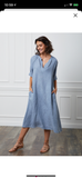 Long dress in 100% linen REF.7161: Sky Blue / Unique