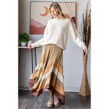 WASHED TIERED SMOCKED WAIST FLARE HEM SKIRT: SAGE / S-M-L-XL(2-2-2-2)