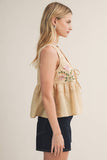 EMBROIDERED LINEN VEST: White / S
