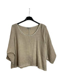 1973 women's crop top in cotton-linen,: PERSIMMON