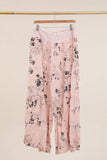 Floral print trousers in 100% Linen REF. 30526: Duck Green
