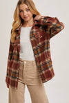 BUTTON DOWN PLAID SHACKET: GREY COMBO / L