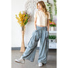 WASHED 3D POCKET SLOUCHY WIDE LEG PANTS: SLATE / S-M-L(2-2-2)