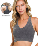 ..SI-23946 Washed Rib V-neck Racerback Seamless Crop Tank 0606: LTTEAL-157126 / L/XL